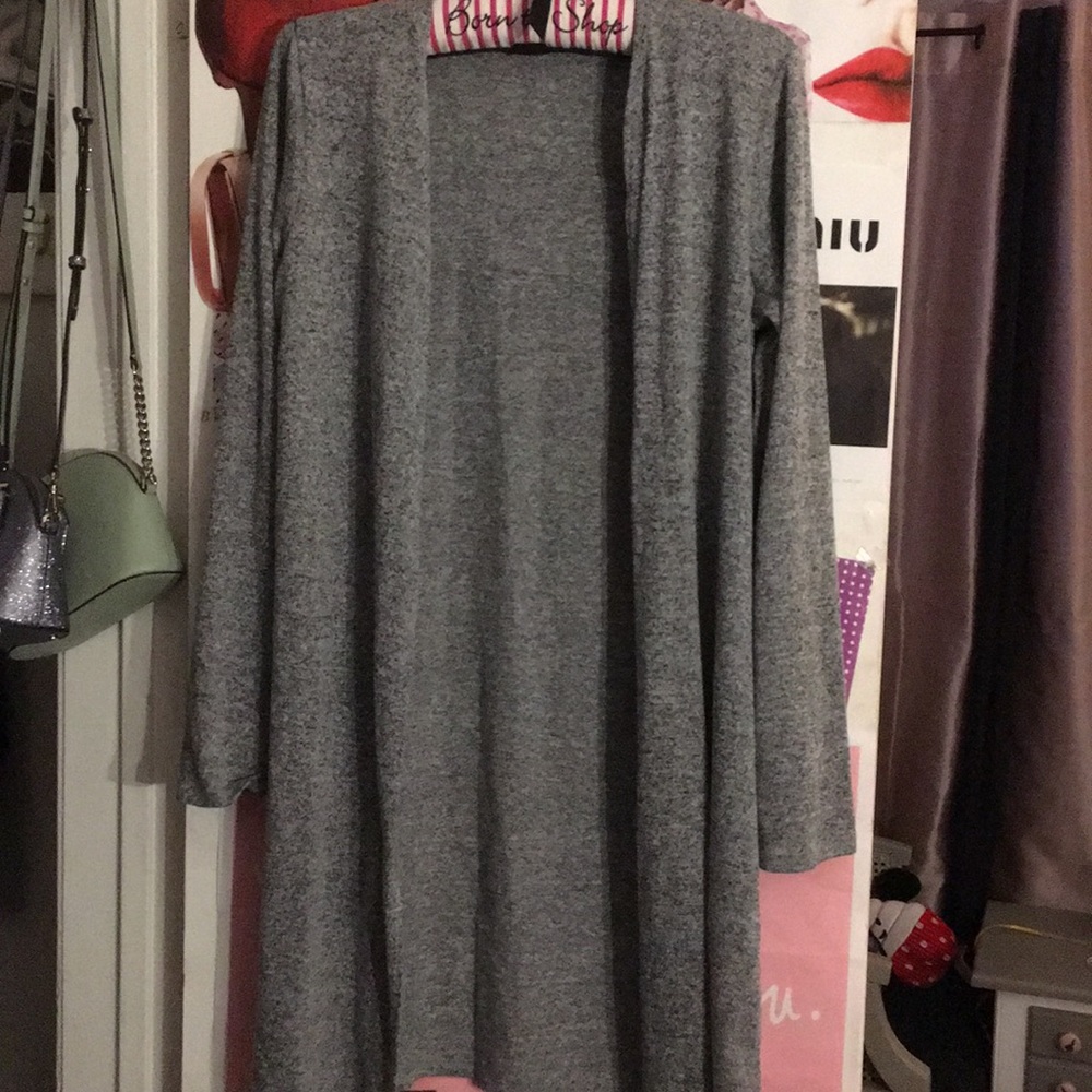 Long gray cardigan